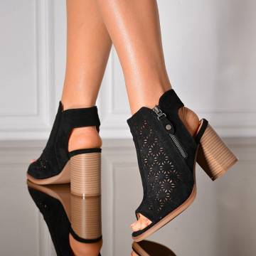 Sandale Dama Cu Toc Tania Negre - Need 4 Shoes