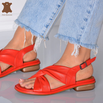 Sandale Dama Piele Naturala Caly Rosii- Need 4 Shoes