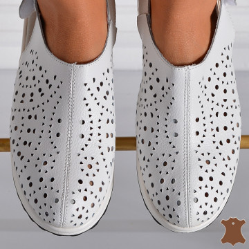 Sandale Dama Piele Naturala Elma Albe- Need 4 Shoes