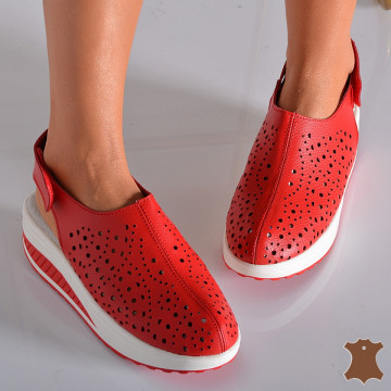 Sandale Dama Piele Naturala Elma Rosii- Need 4 Shoes