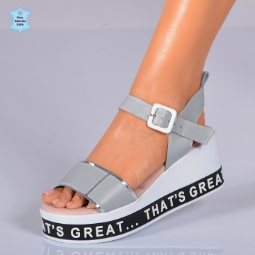 Sandale Dama Piele Naturala Gabriela Gri- Need 4 Shoes