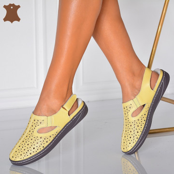 Sandale Dama Piele Naturala Patry Galbene- Need 4 Shoes