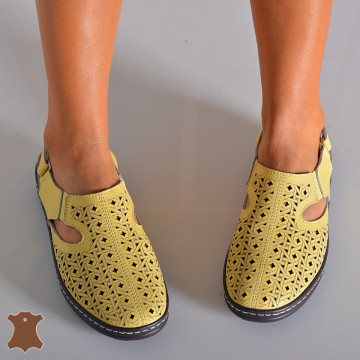 Sandale Dama Piele Naturala Patry Galbene- Need 4 Shoes