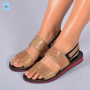 Sandale Dama Piele Naturala Ruby Aurii- Need 4 Shoes