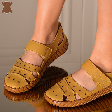 Sandale Dama Piele Naturala Uliana Mustar- Need 4 Shoes