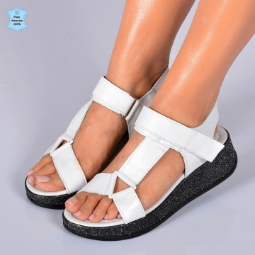 Sandale Piele Naturala Lutya Albe- Need 4 Shoes