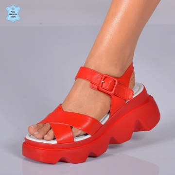 Sandale Piele Naturala Riena Rosii- Need 4 Shoes