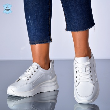 Adidasi Dama Piele Naturala Ariela Albi- Need 4 Shoes