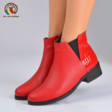 Botine Piele Naturala Mirela Rosii- Need 4 Shoes
