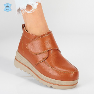 Ghete Dama Imblanite Piele Naturala Ilinca 2 Camel- Need 4 Shoes