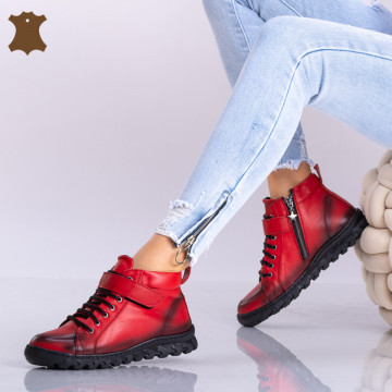 Ghete Dama Piele Naturala Flora Rosi - Need 4 Shoes