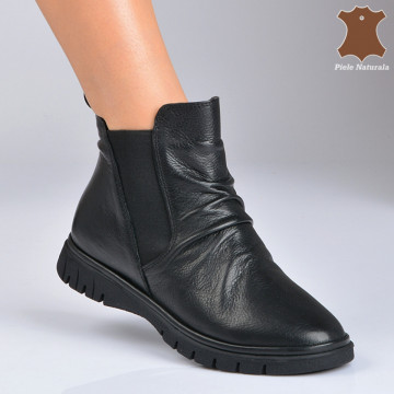 Ghete Dama Piele Naturala Loris 2 Negre- Need 4 Shoes
