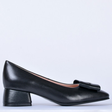 Pantofi Cu Toc Piele Naturala Iness Negri- Need 4 Shoes