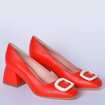 Pantofi Cu Toc Piele Naturala Viola Rosii- Need 4 Shoes