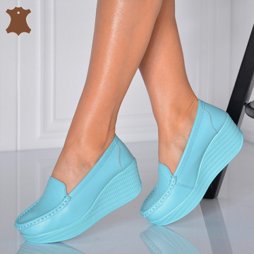 Pantofi Dama Piele Naturala Arien  Turcoaz- Need 4 Shoes