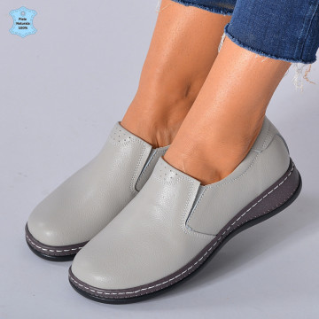 Pantofi Dama Piele Naturala Eclat Gri - Need 4 Shoes