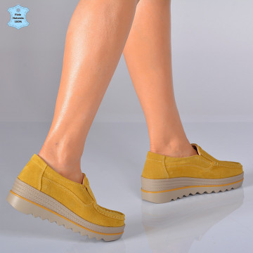 Pantofi Dama Piele Naturala Ibo Galbeni- Need 4 Shoes
