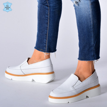 Pantofi Dama Piele Naturala Isadora Albi- Need 4 Shoes