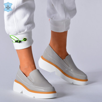 Pantofi Dama Piele Naturala Isadora Gri