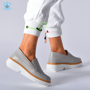 Pantofi Dama Piele Naturala Isadora Gri
