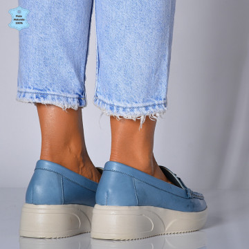 Pantofi Dama Piele Naturala Livia Albastri- Need 4 Shoes