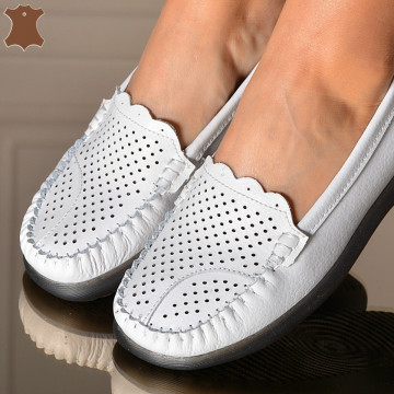 Pantofi Dama Piele Naturala Romina Albi- Need 4 Shoes