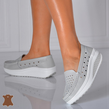 Pantofi Dama Piele Naturala Zena 3 Gri- Need 4 Shoes - Need 4 Shoes
