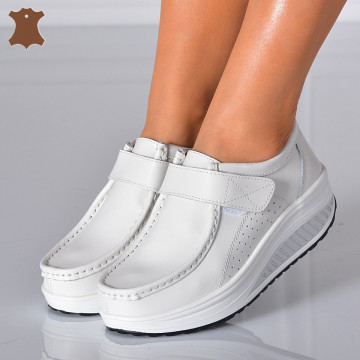 Pantofi Dama Piele Naturala Zena 6 Albi- Need 4 Shoes 