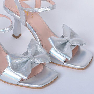 Sandale cu toc Piele Naturala Corina Argintii- Need 4 Shoes
