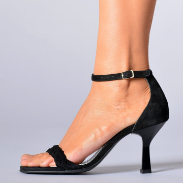 Sandale cu toc Piele Naturala Dafne Negre- Need 4 Shoes