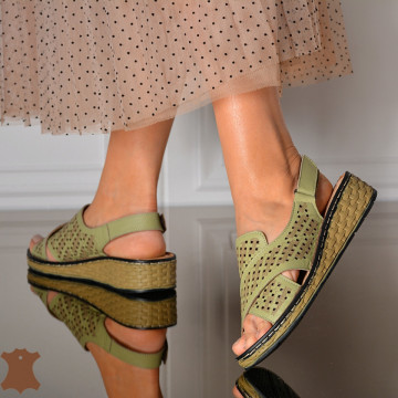 Sandale Dama Piele Naturala Doris Olive- Need 4 Shoes