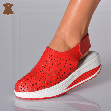 Sandale Dama Piele Naturala Elma Rosii- Need 4 Shoes