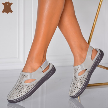 Sandale Dama Piele Naturala Patry Gri- Need 4 Shoes