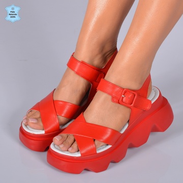 Sandale Piele Naturala Riena Rosii- Need 4 Shoes