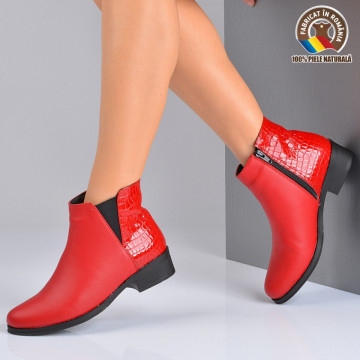 Botine Piele Naturala Mirela Rosii- Need 4 Shoes