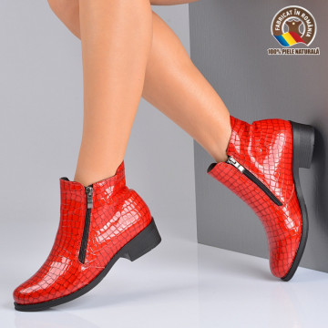 Botine Piele Naturala Yvone Rosii- Need 4 Shoes