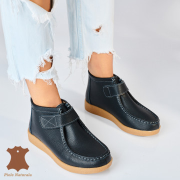 Ghete Dama Imblanite Piele Naturala Zora Negre - Need 4 Shoes