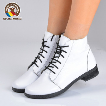Ghete Dama Piele Naturala Aura Albe - Need 4 Shoes