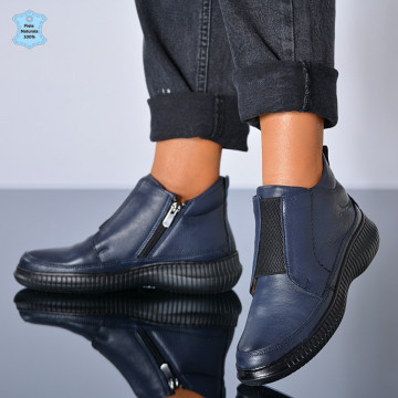 Ghete Dama Piele Naturala Leni Navy - Need 4 Shoes