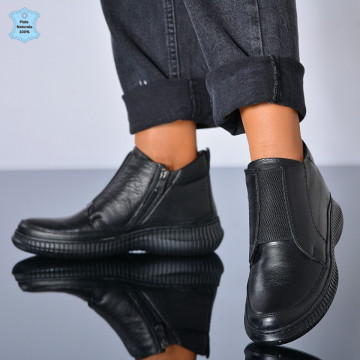 Ghete Dama Piele Naturala Leni Negre - Need 4 Shoes