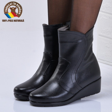 Ghete Dama Piele Naturala Vanesa 2 Negre - Need 4 Shoes