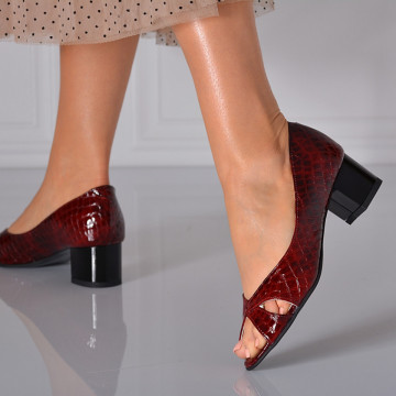 Pantofi cu toc Piele Naturala Antonia 2 Bordo - Need 4 Shoes