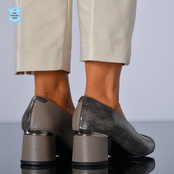 Pantofi Cu Toc Piele Naturala Divia Gri- Need 4 Shoes