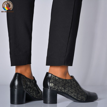 Pantofi Cu Toc Piele Naturala Reno 3 Negri-Need 4 Shoes