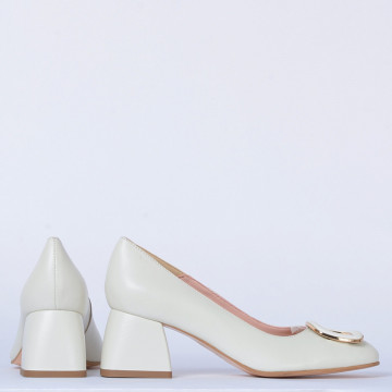 Pantofi Cu Toc Piele Naturala Viola Bej- Need 4 Shoes