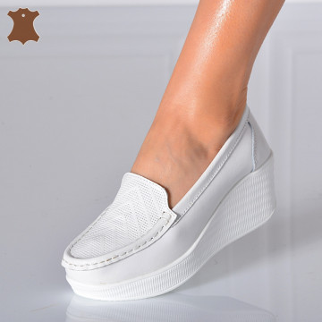 Pantofi Dama Piele Naturala Arien  Albi- Need 4 Shoes