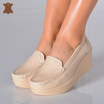 Pantofi Dama Piele Naturala Arien  Bej- Need 4 Shoes