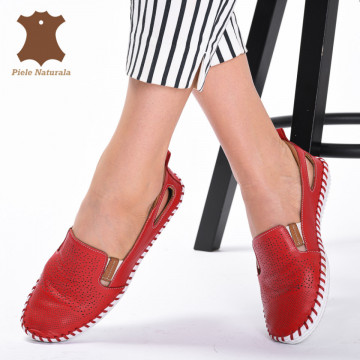 Pantofi Dama Piele Naturala Cauani Rosii