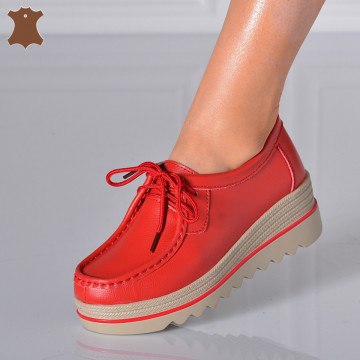 Pantofi Dama Piele Naturala Corso 4 Rosii- Need 4 Shoes