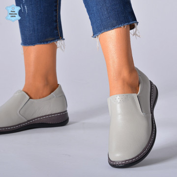 Pantofi Dama Piele Naturala Eclat Gri - Need 4 Shoes